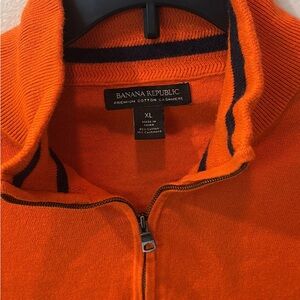 Banana Republic Men's Orange Quarter Zip Cotton Cashmere Sweater size XL